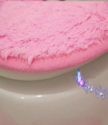GVTTX Bath mat Cute Cartoon Pink 4 PCS Bathroom Set Toilet Cover WC Non Slip Bath Mat - Toilet Contour Rug Closestool Lid Cover, Seat Cushion,Tissue Box Set (Pink).