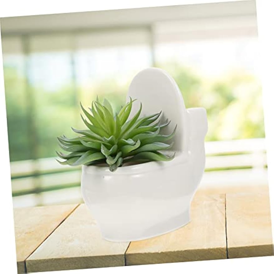 Funny Closestool Shaped Ceramic Planter Unique Desktop Flowerpot for Home Creative Balcony Flowerpot Present for Plant Lovers Practical and Pot for Plants