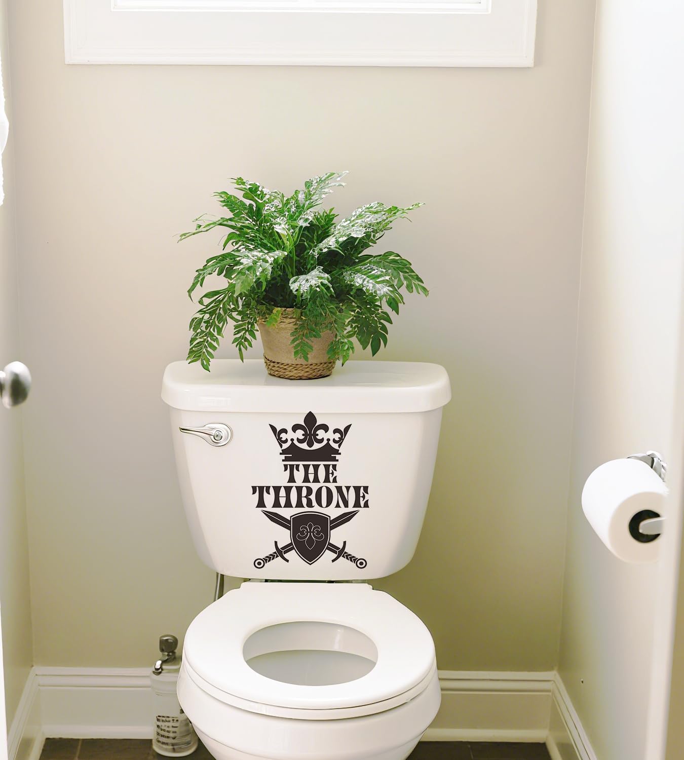 The Throne Humor Toilet Lid Stickers, Removable Waterproof Vinyl Toilet Seat Cover Decal, Funny Decor for Closestool Lavatory Bathroom Washroom Home Office