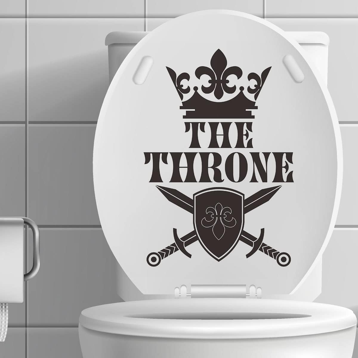 The Throne Humor Toilet Lid Stickers, Removable Waterproof Vinyl Toilet Seat Cover Decal, Funny Decor for Closestool Lavatory Bathroom Washroom Home Office