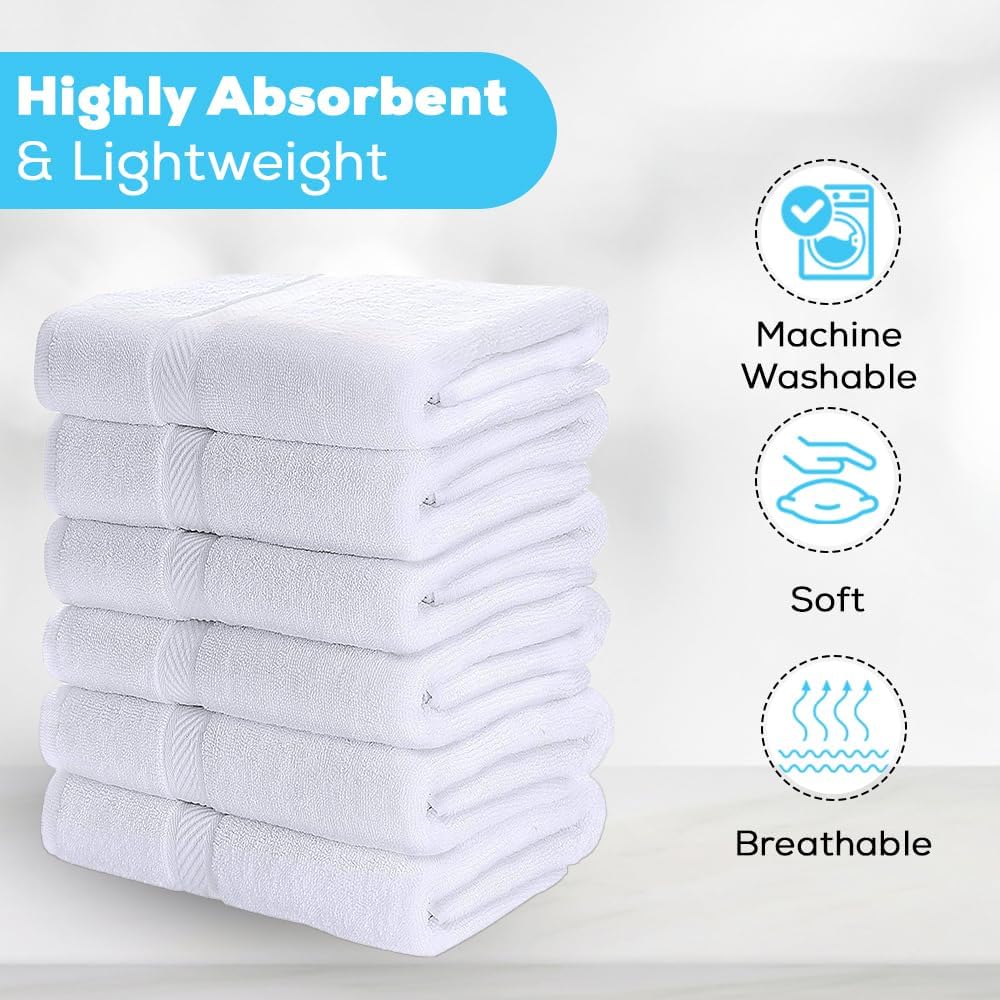 SIMPLI-MAGIC Cotton Set, Towels, 24x46, White, 6 Count