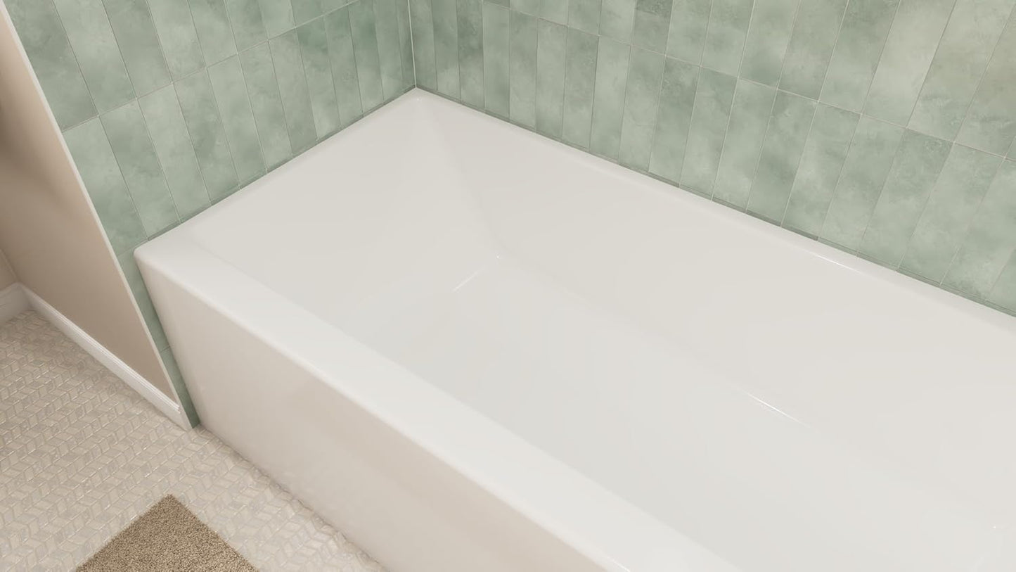 Prism 60 in. L x 32 in. W Acrylic Alcove Right-Hand Drain Bathtub, White