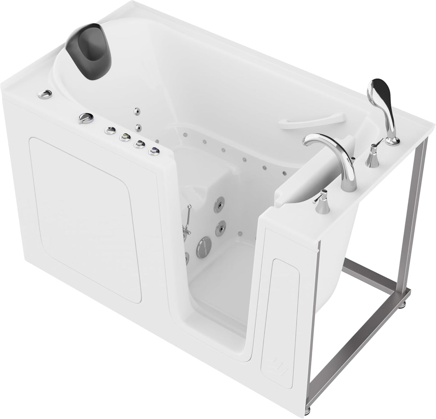 ANZZI Tubs Series Left Drain Quick Fill Walk-In Whirlpool and Air Tub with Powered Fast Drain in White Finish 32 in. x 60 in. | AMZ3260LWD