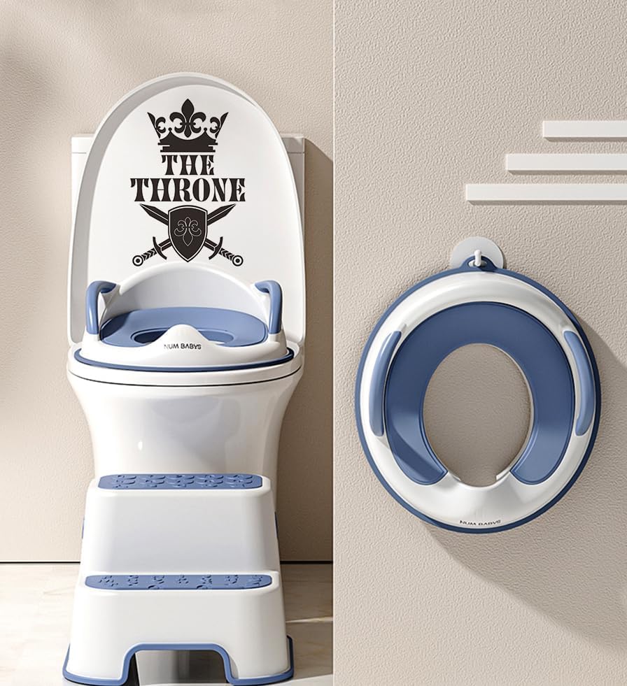 The Throne Humor Toilet Lid Stickers, Removable Waterproof Vinyl Toilet Seat Cover Decal, Funny Decor for Closestool Lavatory Bathroom Washroom Home Office