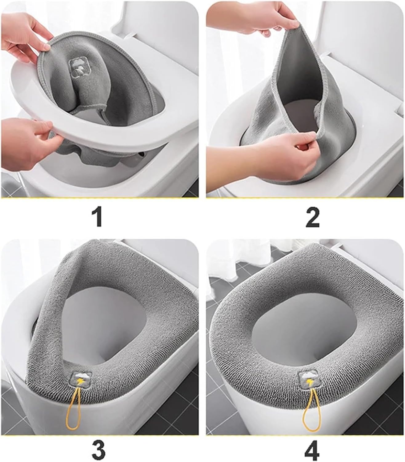 Toilet cushion,toilet seat cover set,Winter New Warm Toilet Seat Cover Mat Bathroom Toilet Pad Cushion With Handle Thicker Soft Washable Closestool Warm Accessories(Pink)