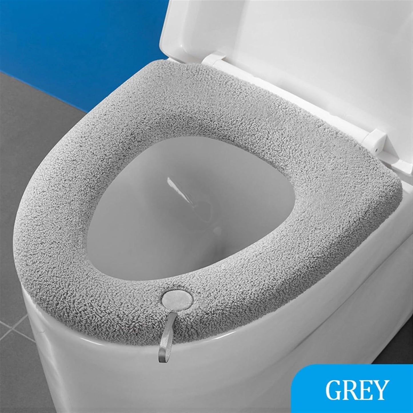 Toilet cushion,toilet seat cover set,Winter Warm Toilet Seat Cover Closestool Mat 1Pcs Washable Bathroom Accessories Knitting Pure Color Soft O-Shape Pad Bidet Cover(Gray)