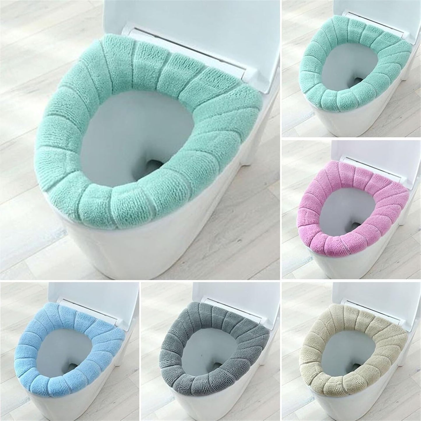 Toilet cushion,toilet seat cover set,Winter Warm Toilet Seat Cover Mat Bathroom Toilet Pad Cushion with Handle Thicker Soft Washable Closestool Warmer Accessories(Green)