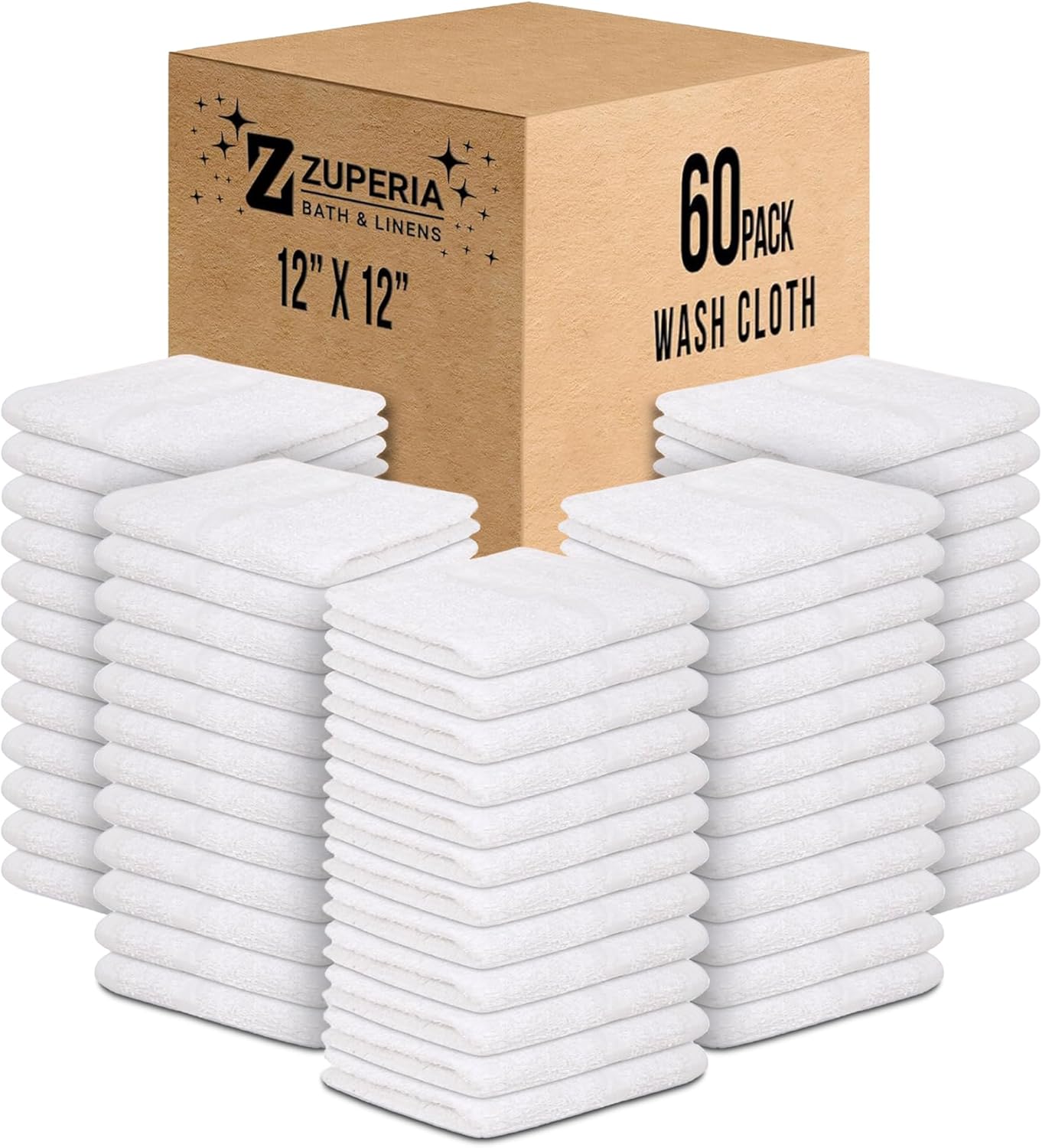 ZUPERIA White Bath Towels Bulk - 20 x 40 Inches, 100% Cotton Economy Light Weight Towels for Commercial Use - Quick Dry, Ultra-Soft, and Absorbent Bulk Towels (12, Bath Towel 20"x40")
