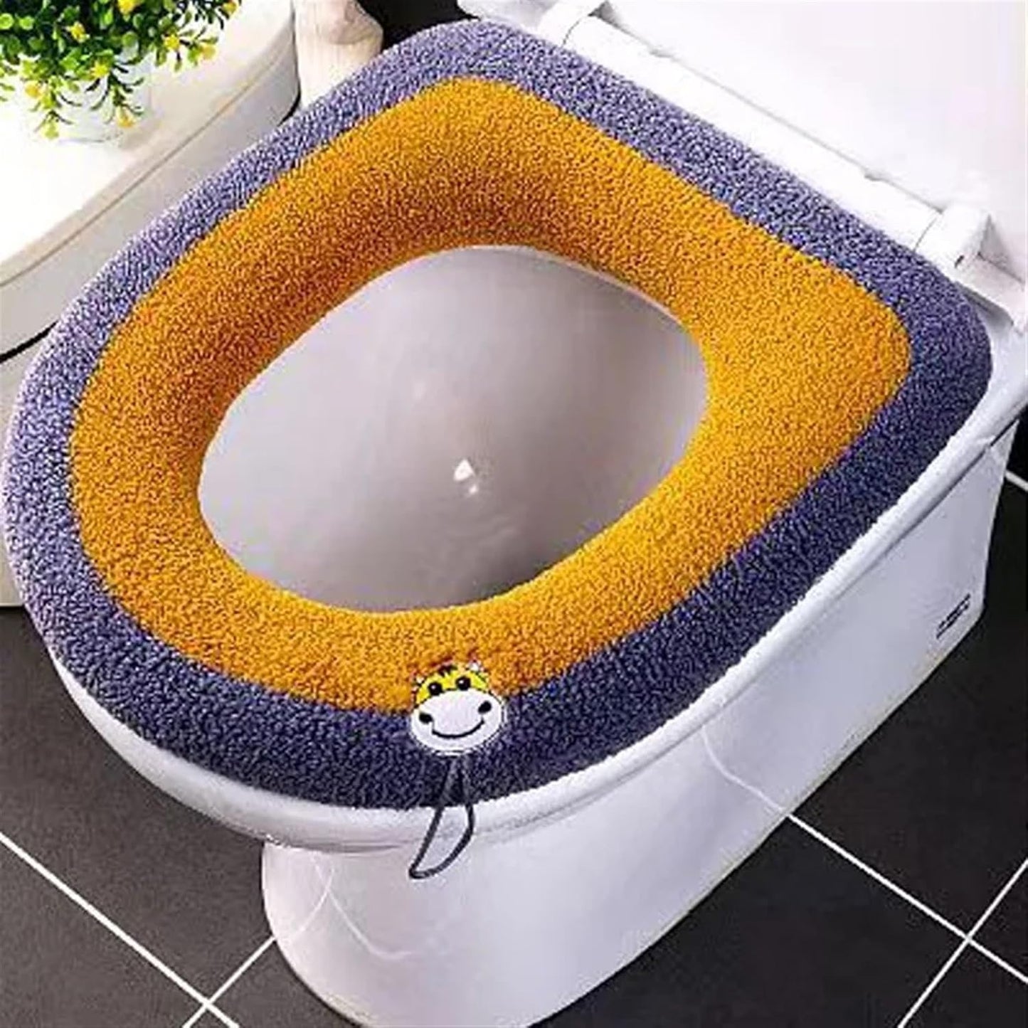 Toilet cushion,toilet seat cover set,Winter New Warm Toilet Seat Cover Mat Bathroom Toilet Pad Cushion With Handle Thicker Soft Washable Closestool Warm Accessories(Pink)