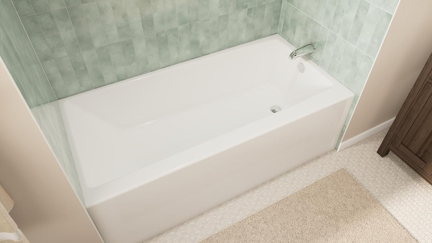 Prism 60 in. L x 32 in. W Acrylic Alcove Right-Hand Drain Bathtub, White
