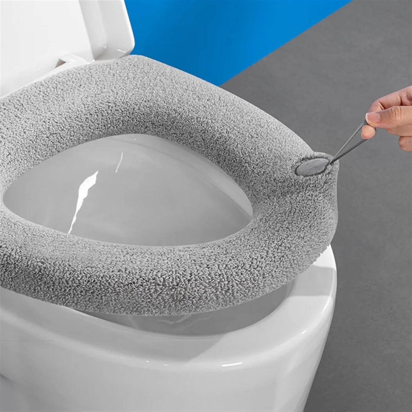 Toilet cushion,toilet seat cover set,Winter Warm Toilet Seat Cover Closestool Mat 1Pcs Washable Bathroom Accessories Knitting Pure Color Soft O-Shape Pad Bidet Cover(Gray)