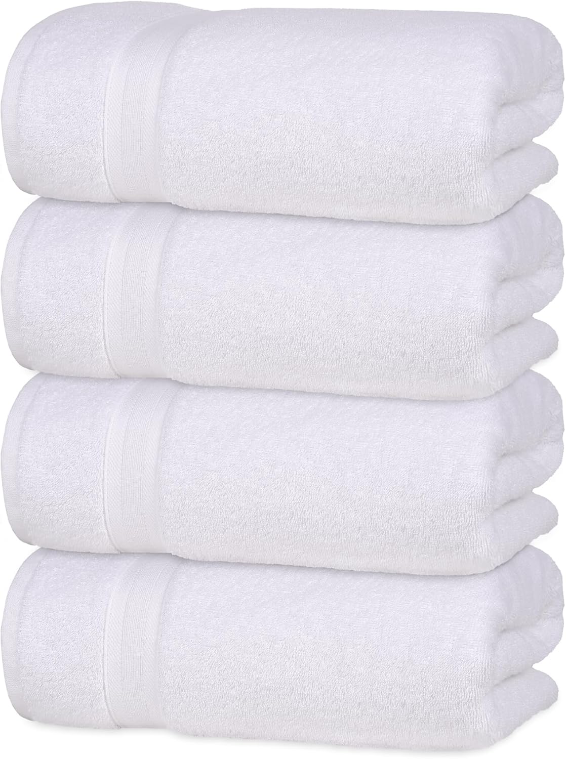 Quick-Dry, Soft & High Absorbent Bath Towels 27"x54" Cotton Turkish Bath Towel Set of 4 | Daily Use 100% Cotton Towels for Bathroom, Gym & More | Bathroom Towels Set (4 Pcs, White)