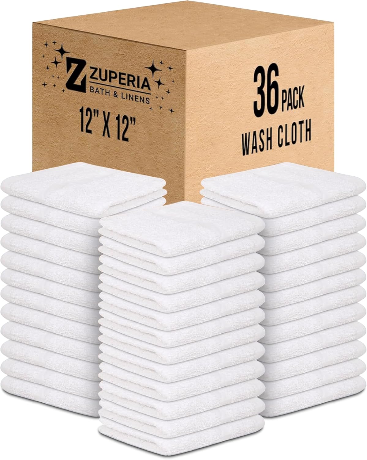 ZUPERIA White Bath Towels Bulk - 20 x 40 Inches, 100% Cotton Economy Light Weight Towels for Commercial Use - Quick Dry, Ultra-Soft, and Absorbent Bulk Towels (12, Bath Towel 20"x40")