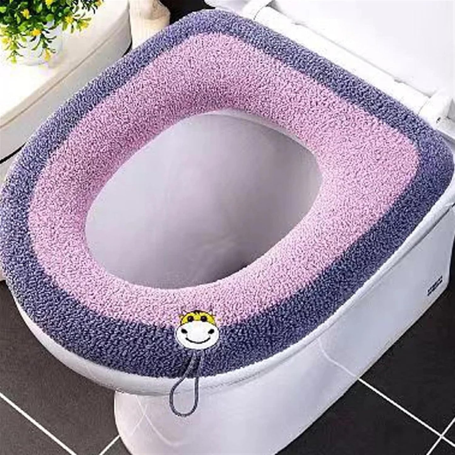 Toilet cushion,toilet seat cover set,Winter New Warm Toilet Seat Cover Mat Bathroom Toilet Pad Cushion With Handle Thicker Soft Washable Closestool Warm Accessories(Pink)