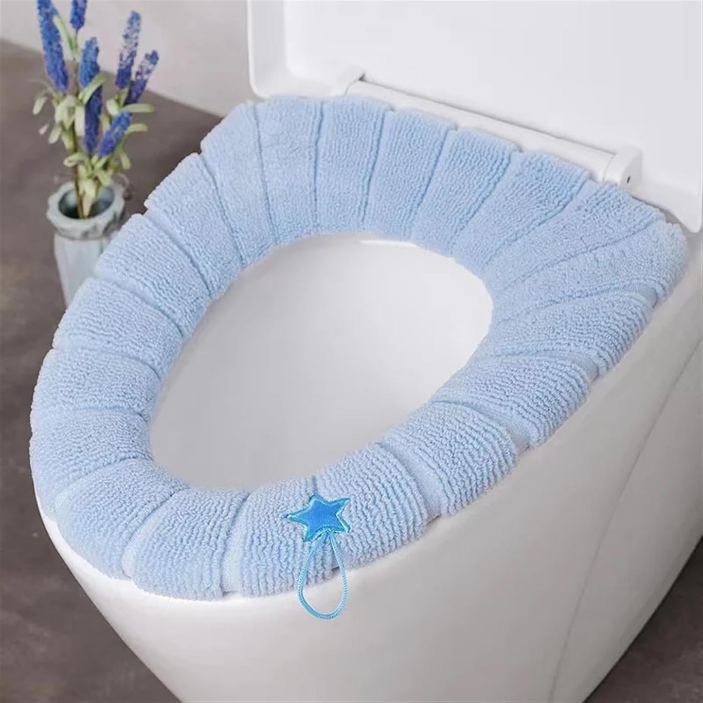 Toilet cushion,toilet seat cover set,Toilet Seat Thicken Cover Mat Bathroom Toilet Pad Cushion with Handle Thicker Soft Washable Closestool Warmer Accessories(3)