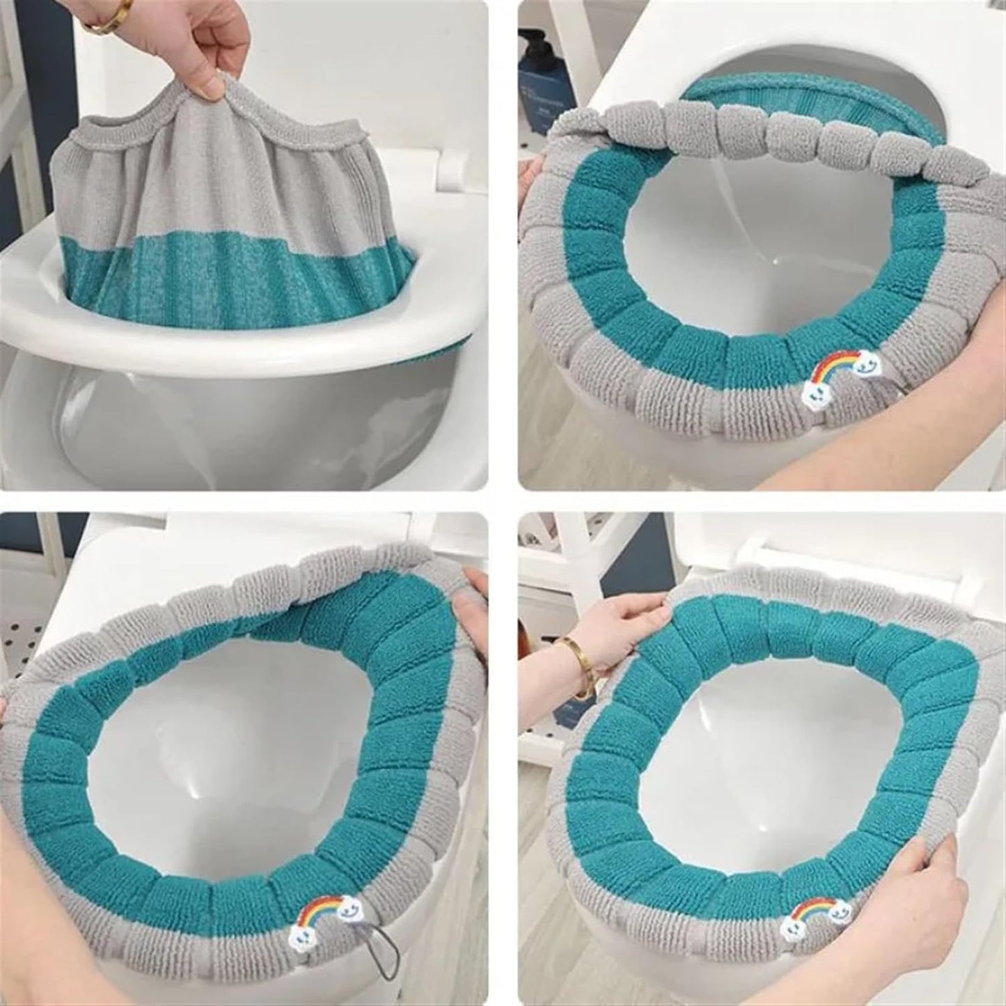 Toilet cushion,toilet seat cover set,Warm Toilet Seat Cover Universal Soft Closestool Pads Removable Washable Reusable Winter(Yellow)