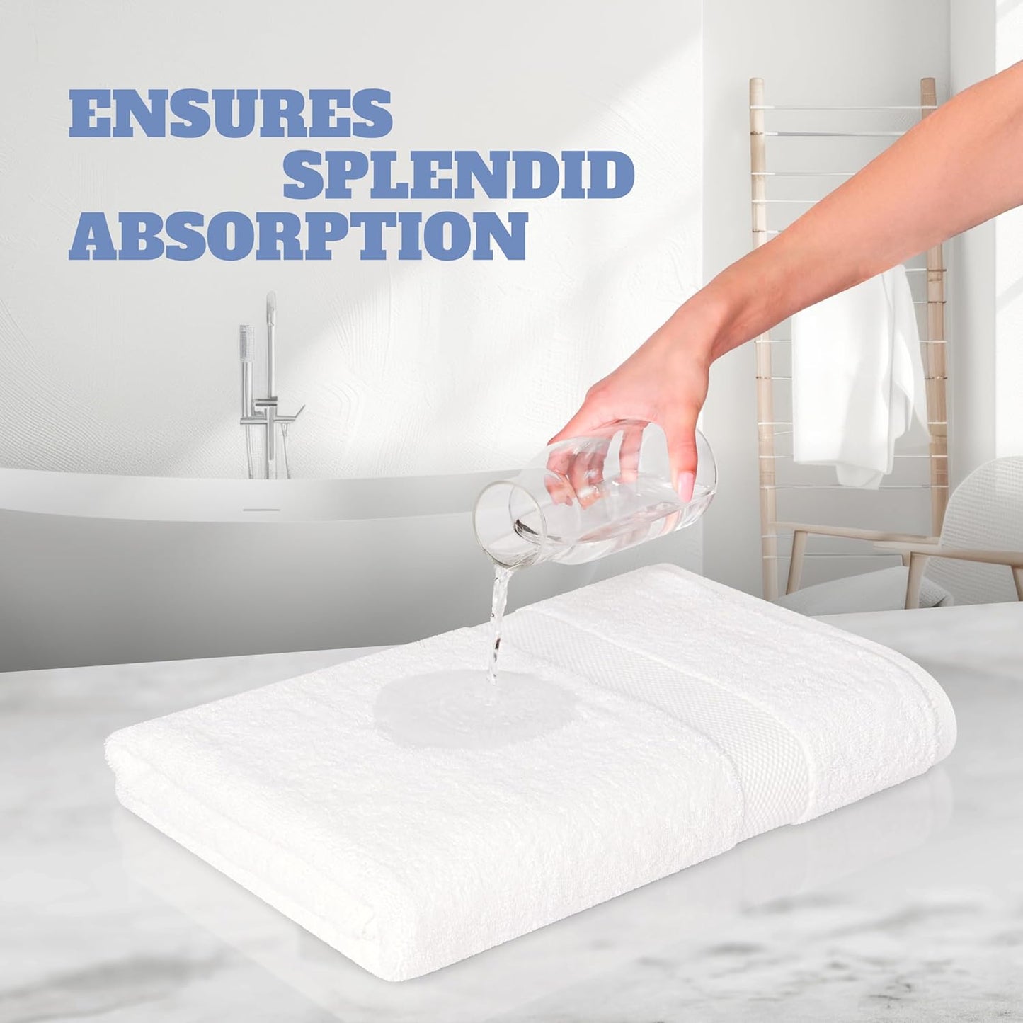 Wealuxe White Bath Towels Set of 4 — 27 x 54 Inch, 100% Ring Spun Cotton 650GSM, Extra Absorbent, Soft White Towels for Bathroom, Shower, Hotel, Spa