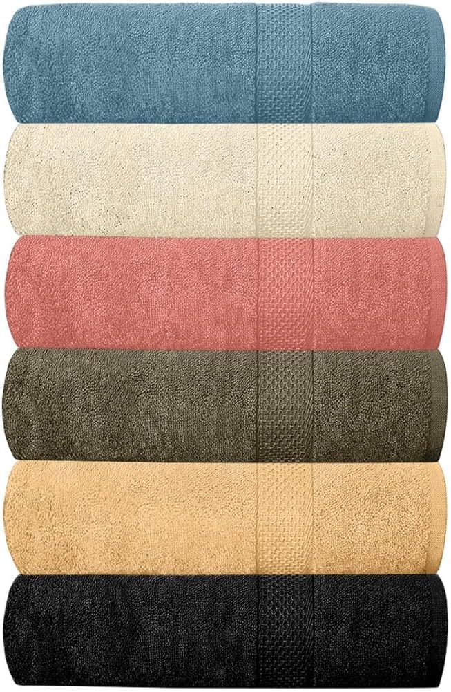Hotel & Spa 100% Cotton Bath Towels Pack of 6, Ultra Soft, Quick Dry, Lightweight, Highly Absorbent, Perfect for Shower, Spa, Gym, Pool, Hotel, Resort & Daily Use (Grey - 24x48 Inches)