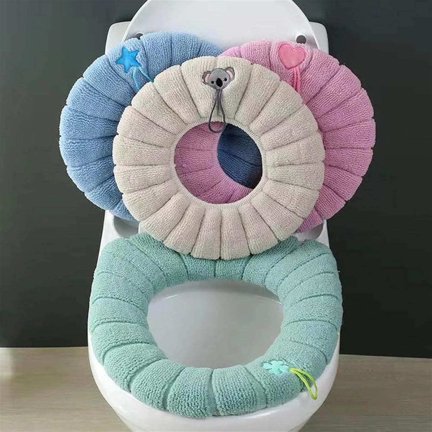 Toilet cushion,toilet seat cover set,Toilet Seat Thicken Cover Mat Bathroom Toilet Pad Cushion with Handle Thicker Soft Washable Closestool Warmer Accessories(3)