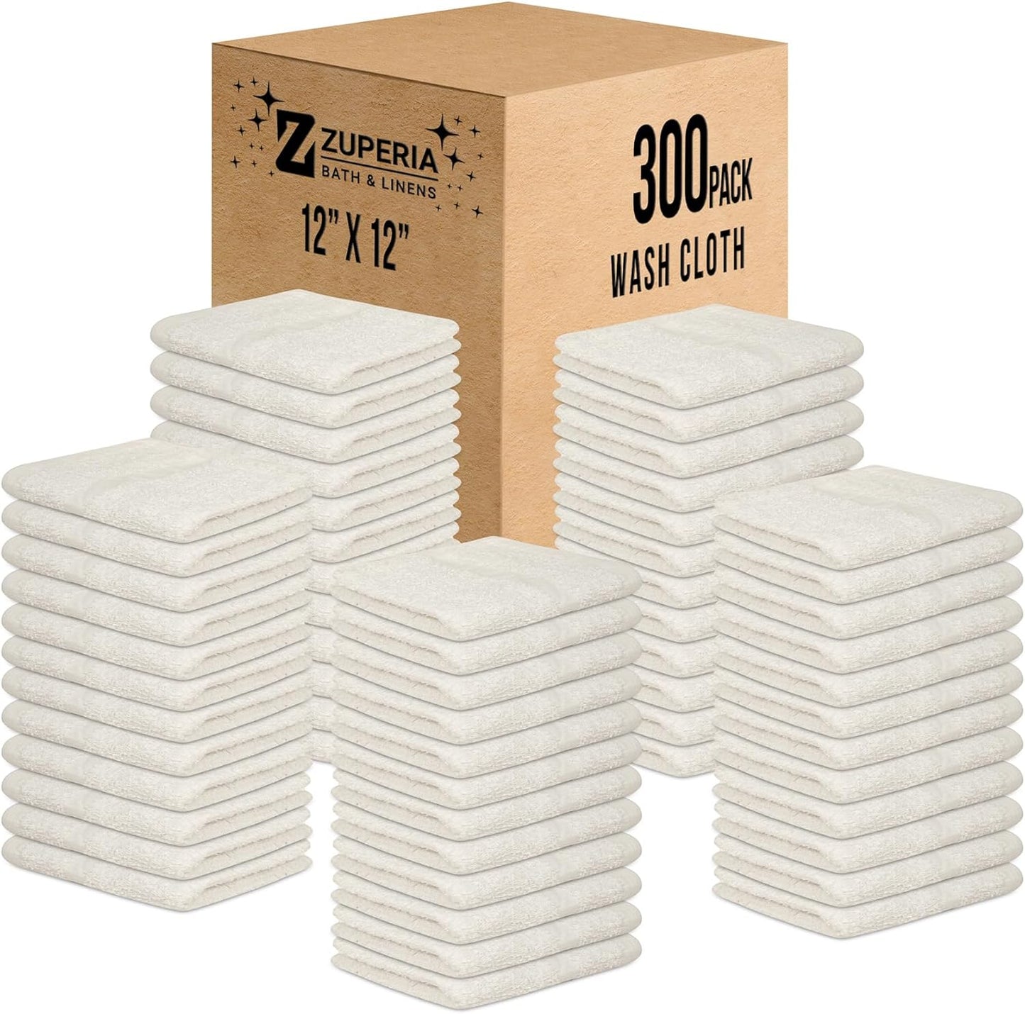 ZUPERIA White Bath Towels Bulk - 20 x 40 Inches, 100% Cotton Economy Light Weight Towels for Commercial Use - Quick Dry, Ultra-Soft, and Absorbent Bulk Towels (12, Bath Towel 20"x40")