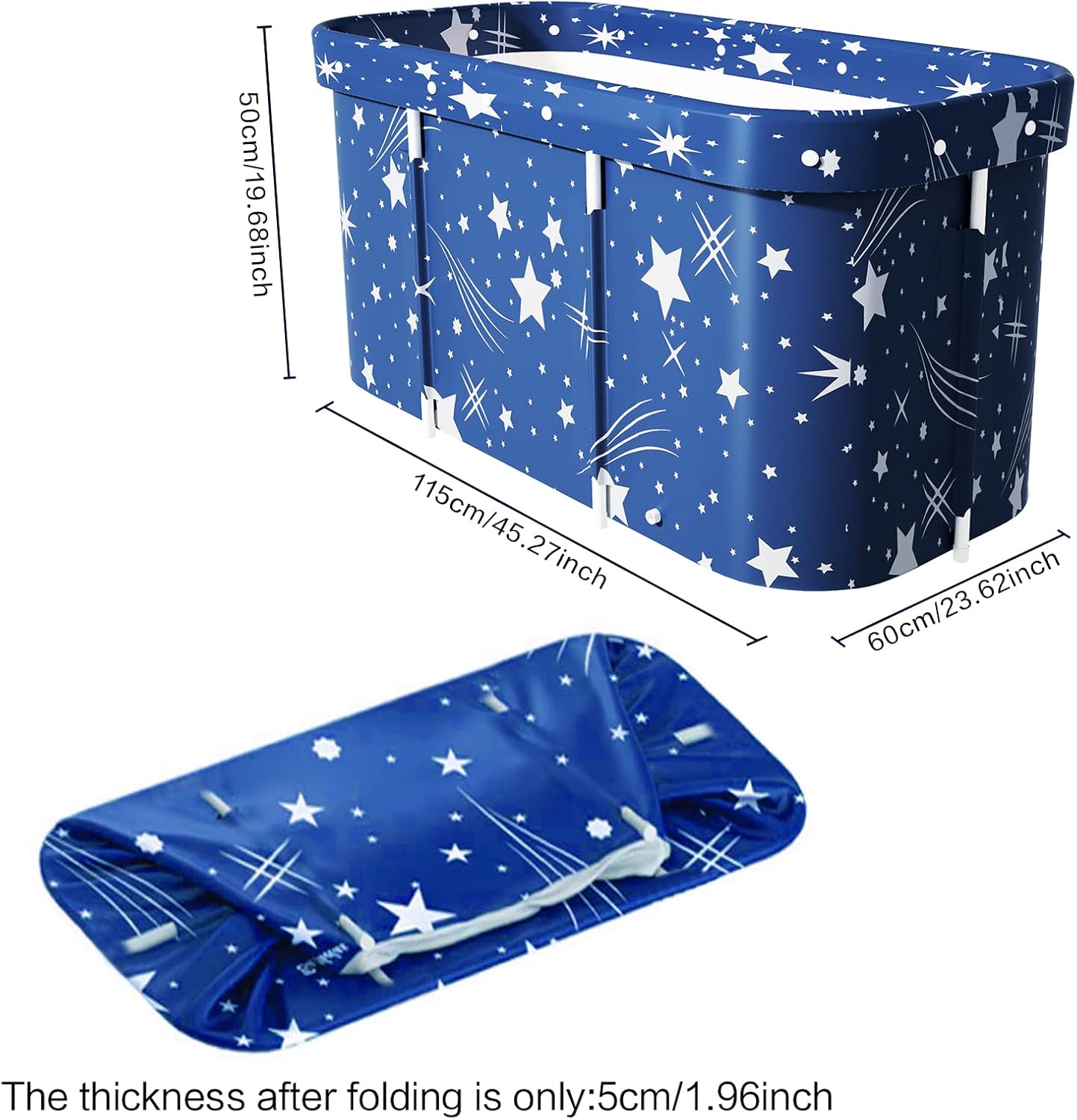 Portable Bathtub, Foldable Bathtub for Adults, Separate Family Bathroom SPA Therapy Tub for Shower Stall, Soaking Hot SPA and Ice Bath Tub, 45.3''x23.6''x19.7''