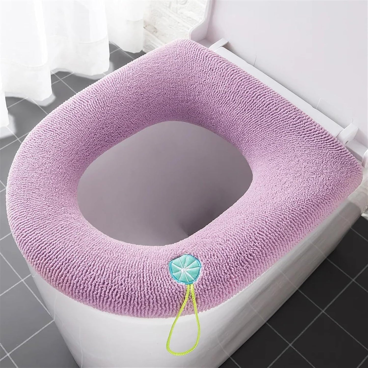 Toilet cushion,toilet seat cover set,Winter Warm Toilet Seat Cover Mat Bathroom Toilet Pad Cushion with Handle Thicker Soft Washable Closestool Warmer Accessories(Gray)