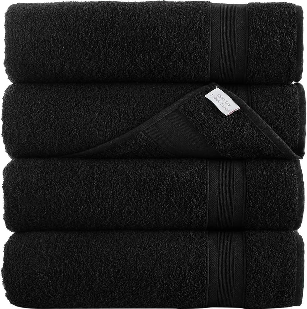 Quick-Dry, Soft & High Absorbent Bath Towels 27"x54" Cotton Turkish Bath Towel Set of 4 | Daily Use 100% Cotton Towels for Bathroom, Gym & More | Bathroom Towels Set (4 Pcs, White)