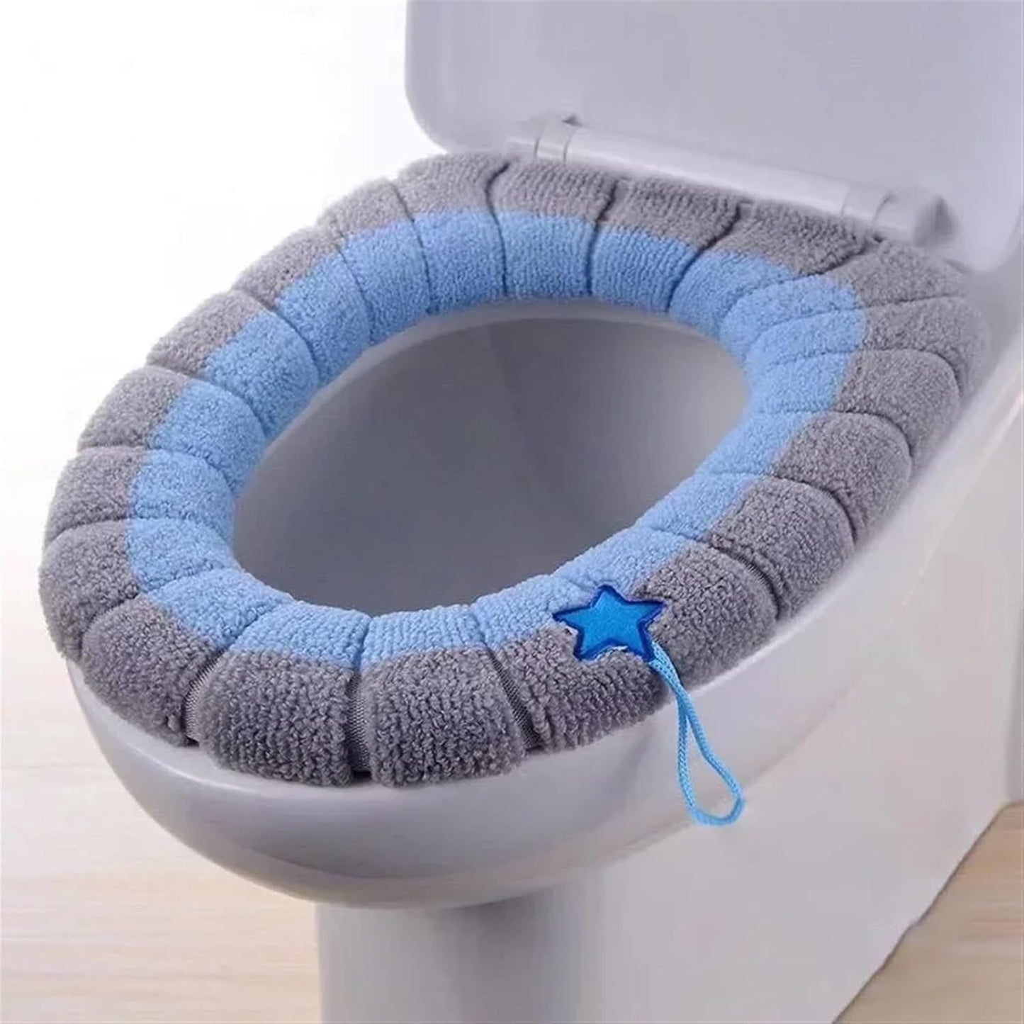 Toilet cushion,toilet seat cover set,Winter Warm Toilet Seat Cover Mat Bathroom Toilet Pad Cushion with Handle Thicker Soft Washable Closestool Warmer Accessories(Green grey)