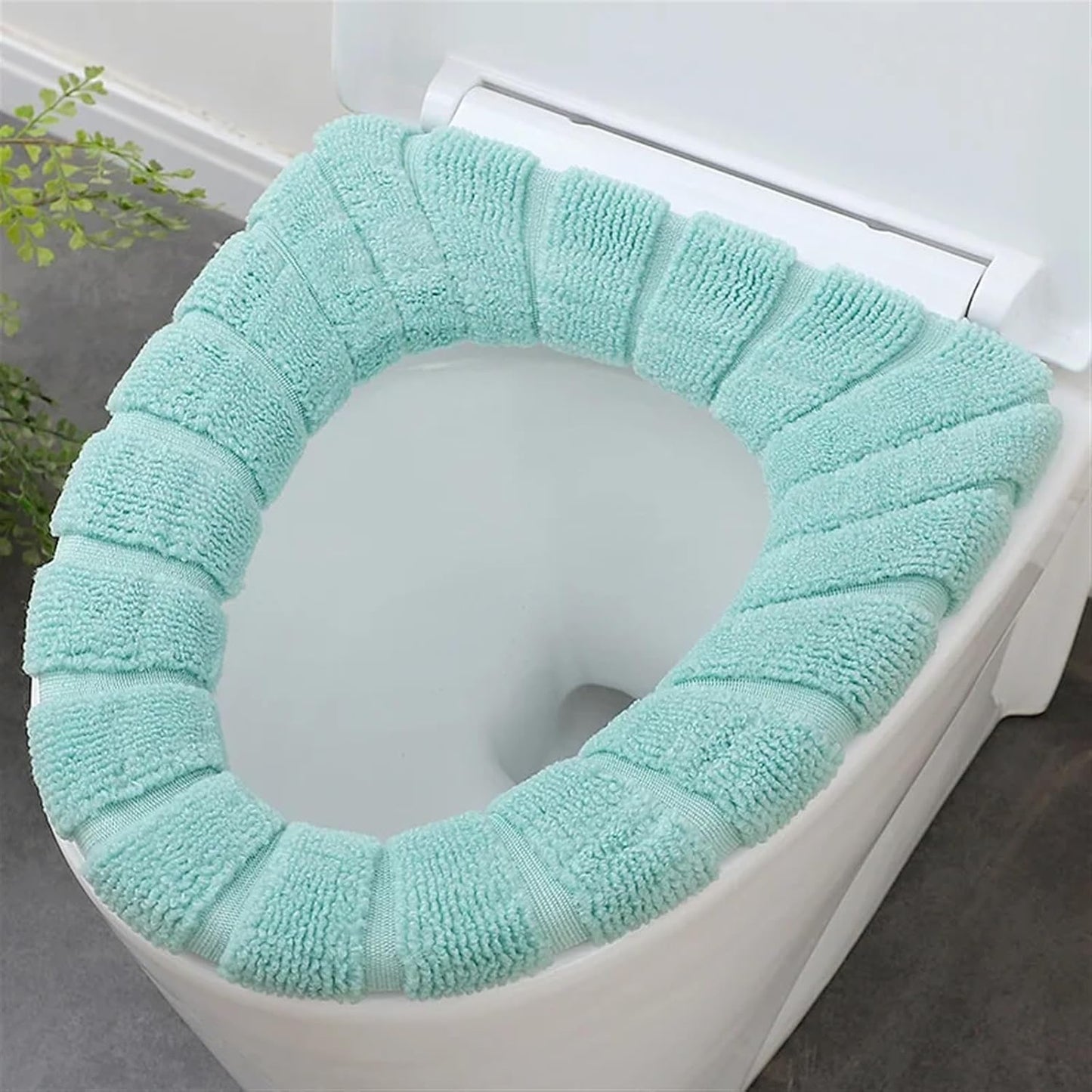 Toilet cushion,toilet seat cover set,Winter Warm Toilet Seat Cover Waterpoof Soft Closestool Mat Bathroom Pad O-shape Toilet Seat Bidet Toilet Cover Accessories(Blue)