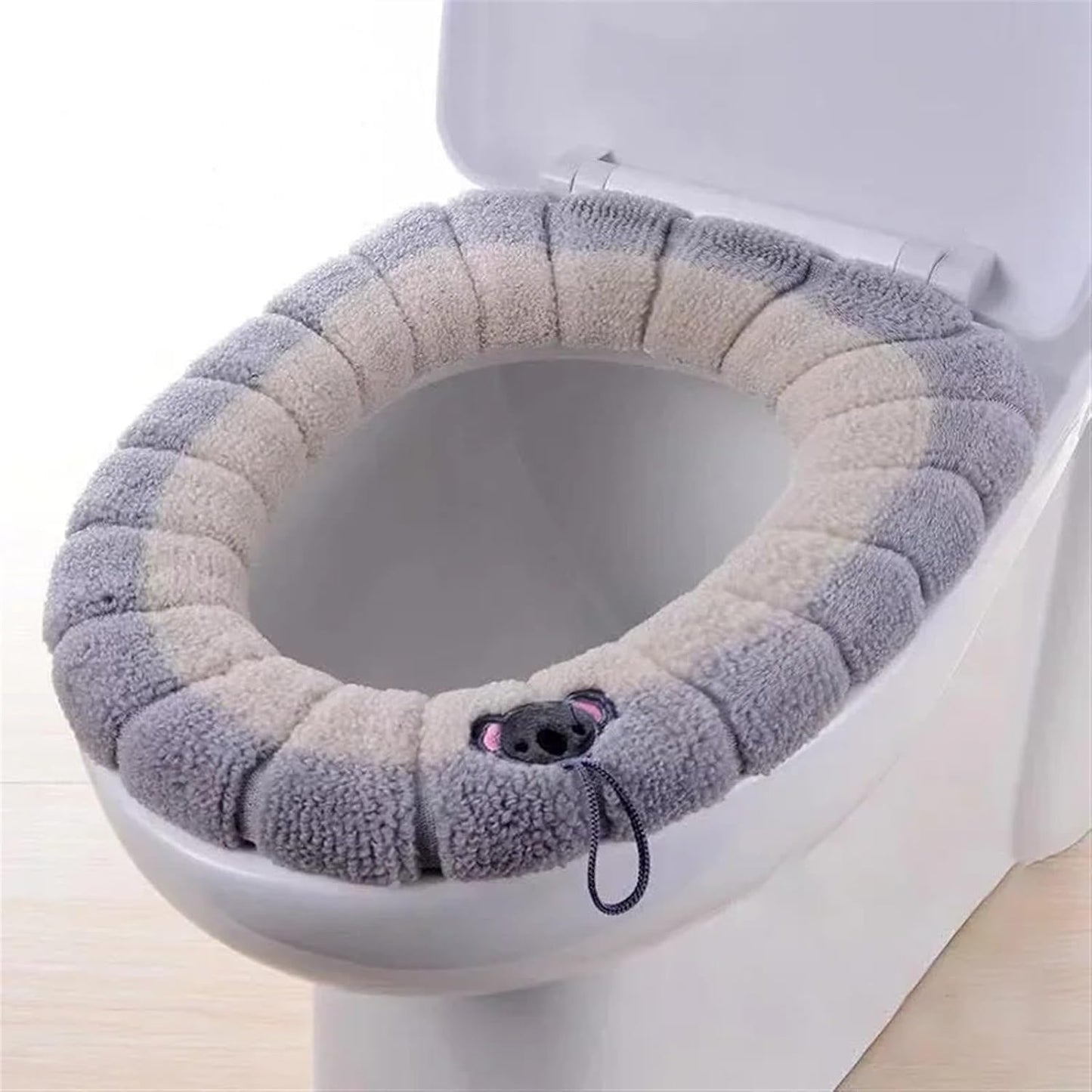 Toilet cushion,toilet seat cover set,Winter Warm Toilet Seat Cover Mat Bathroom Toilet Pad Cushion with Handle Thicker Soft Washable Closestool Warmer Accessories(Green grey)