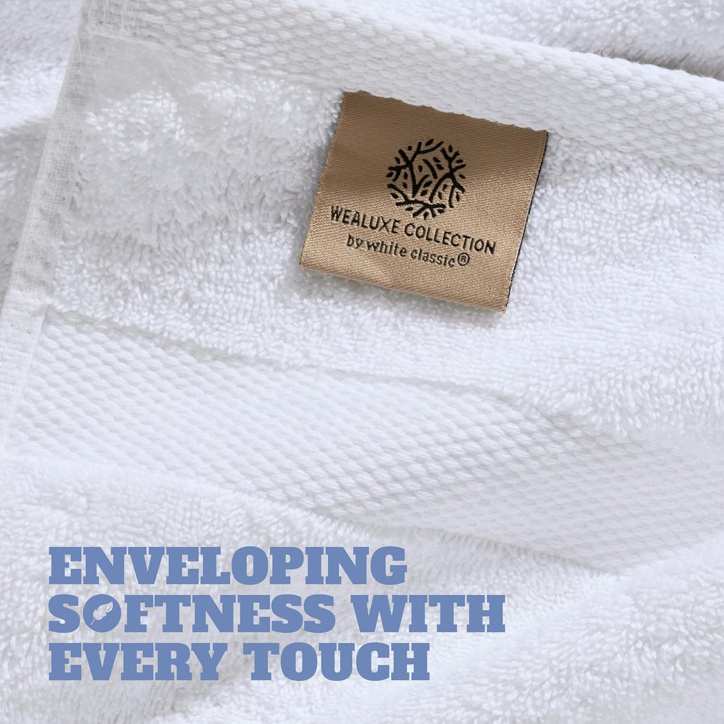 Wealuxe White Bath Towels Set of 4 — 27 x 54 Inch, 100% Ring Spun Cotton 650GSM, Extra Absorbent, Soft White Towels for Bathroom, Shower, Hotel, Spa