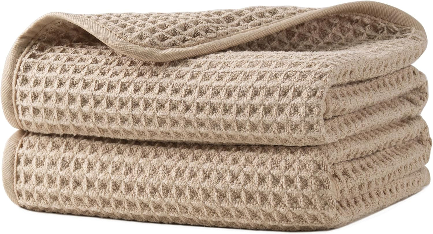 Microfiber Waffle Hand Towels, 2 Pieces, Soft, Absorbent, Fast Drying, Lint Free (Gray)