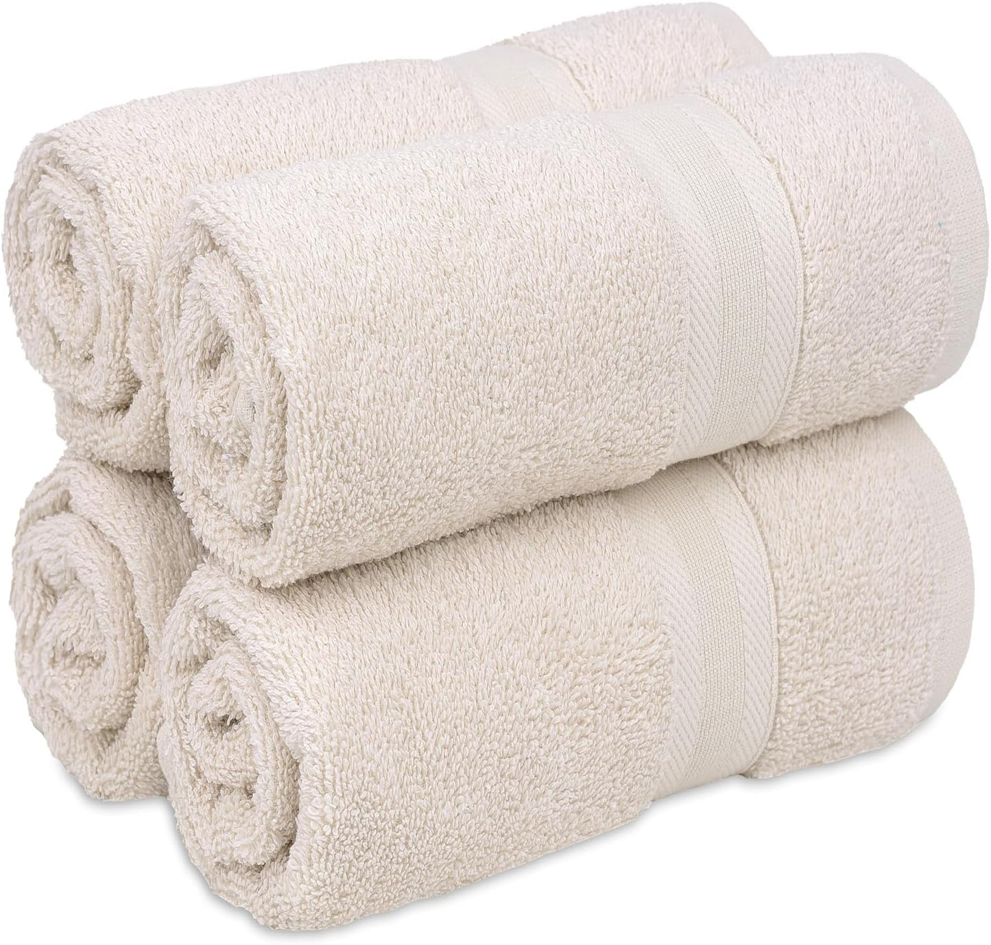 Quick-Dry, Soft & High Absorbent Bath Towels 27"x54" Cotton Turkish Bath Towel Set of 4 | Daily Use 100% Cotton Towels for Bathroom, Gym & More | Bathroom Towels Set (4 Pcs, White)