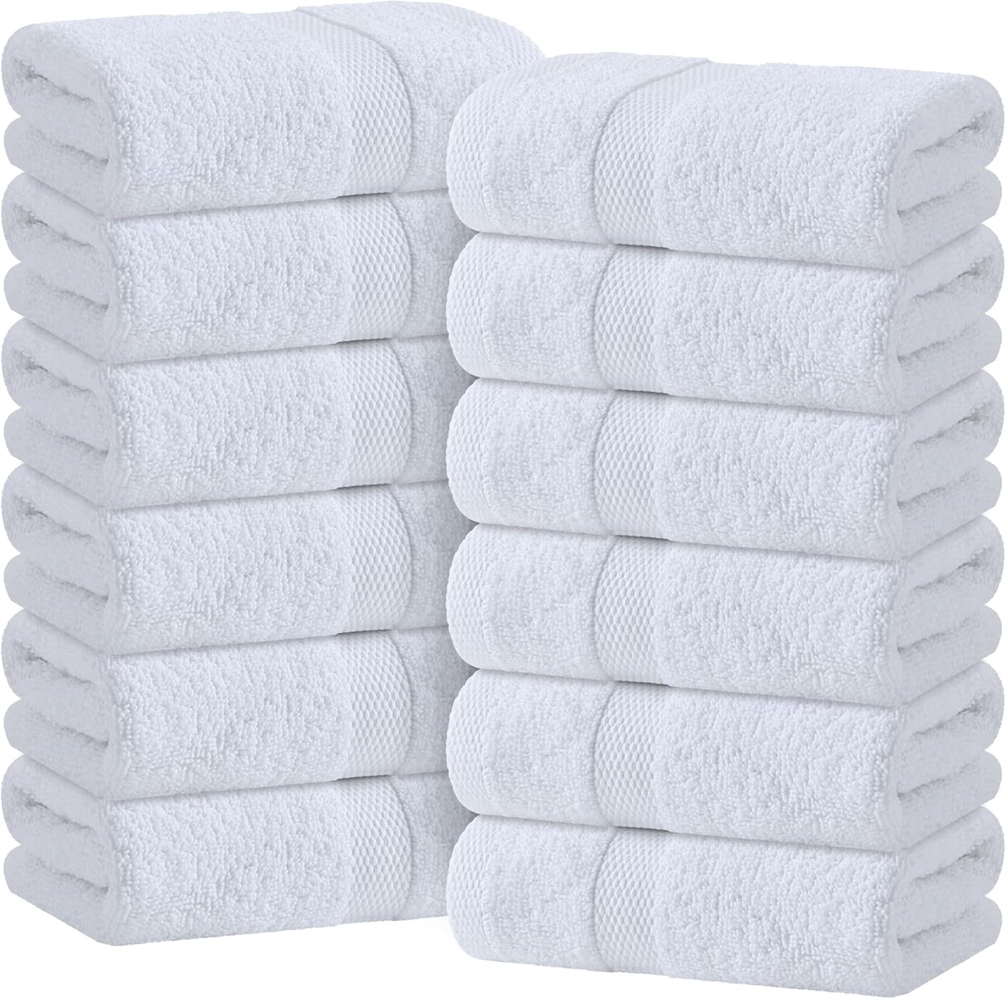 Wealuxe White Bath Towels Set of 4 — 27 x 54 Inch, 100% Ring Spun Cotton 650GSM, Extra Absorbent, Soft White Towels for Bathroom, Shower, Hotel, Spa