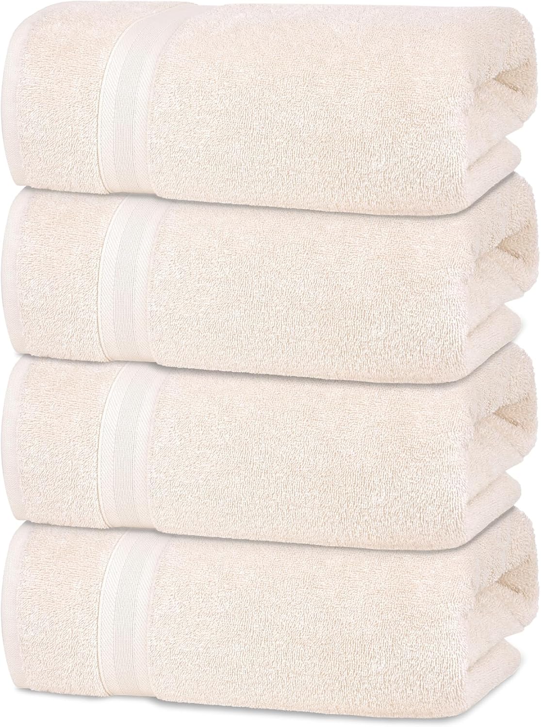 Quick-Dry, Soft & High Absorbent Bath Towels 27"x54" Cotton Turkish Bath Towel Set of 4 | Daily Use 100% Cotton Towels for Bathroom, Gym & More | Bathroom Towels Set (4 Pcs, White)