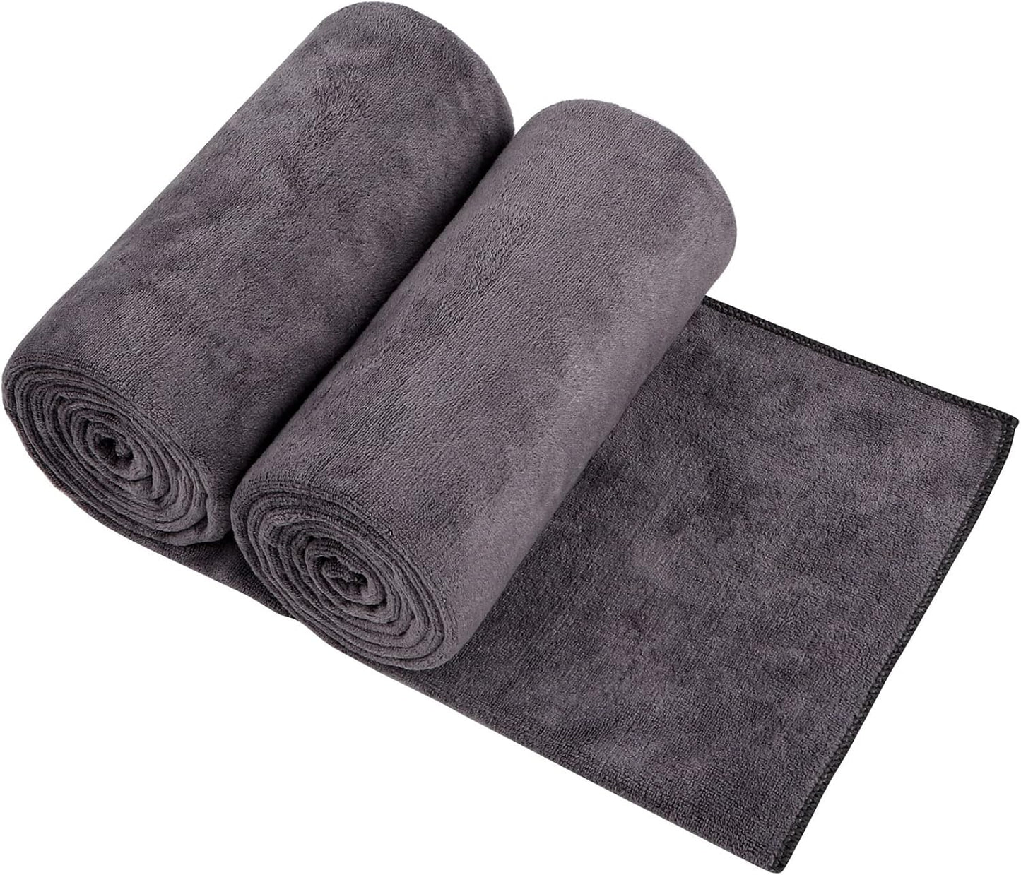 Orighty Bath Towels Pack of 2(27'' x 54'') - Soft Feel, Highly Absorbent, Quick Drying Microfiber for Body, Sport, Yoga, SPA, Fitness - Grey