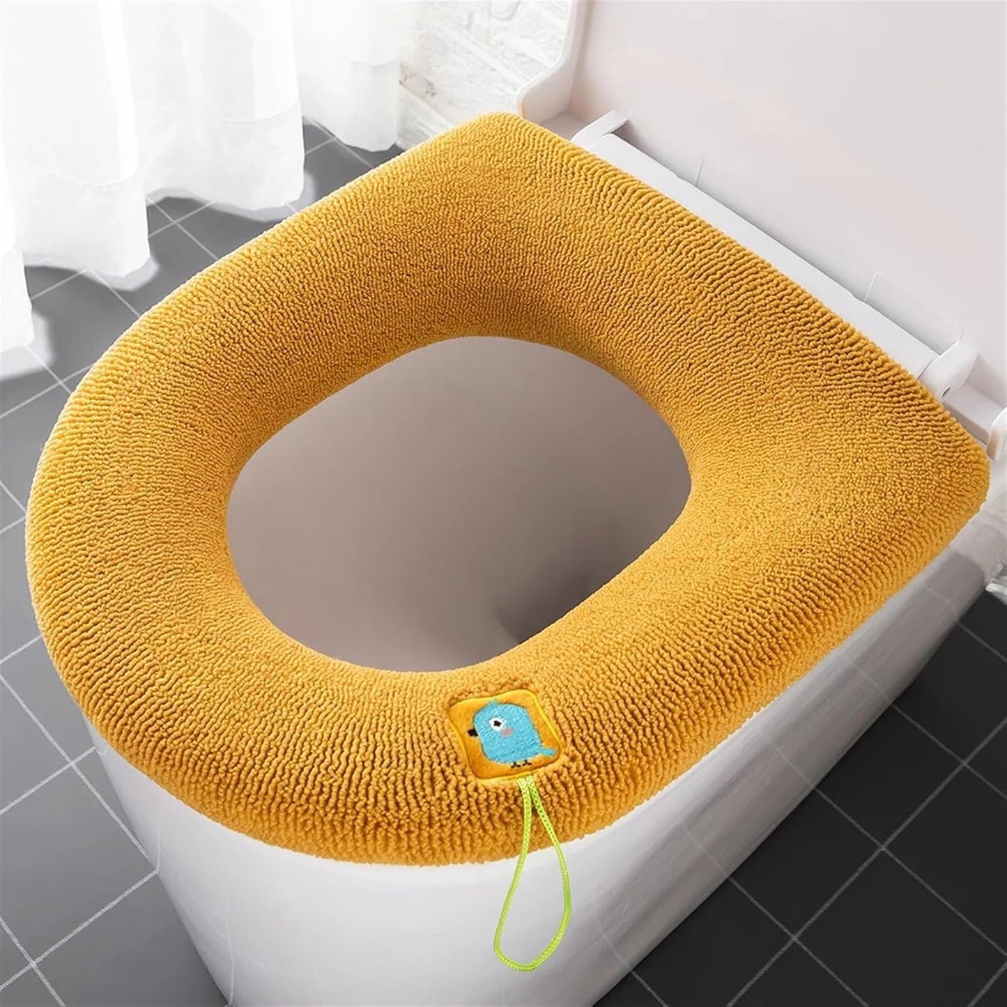 Toilet cushion,toilet seat cover set,Winter Warm Toilet Seat Cover Mat Bathroom Toilet Pad Cushion with Handle Thicker Soft Washable Closestool Warmer Accessories(Gray)