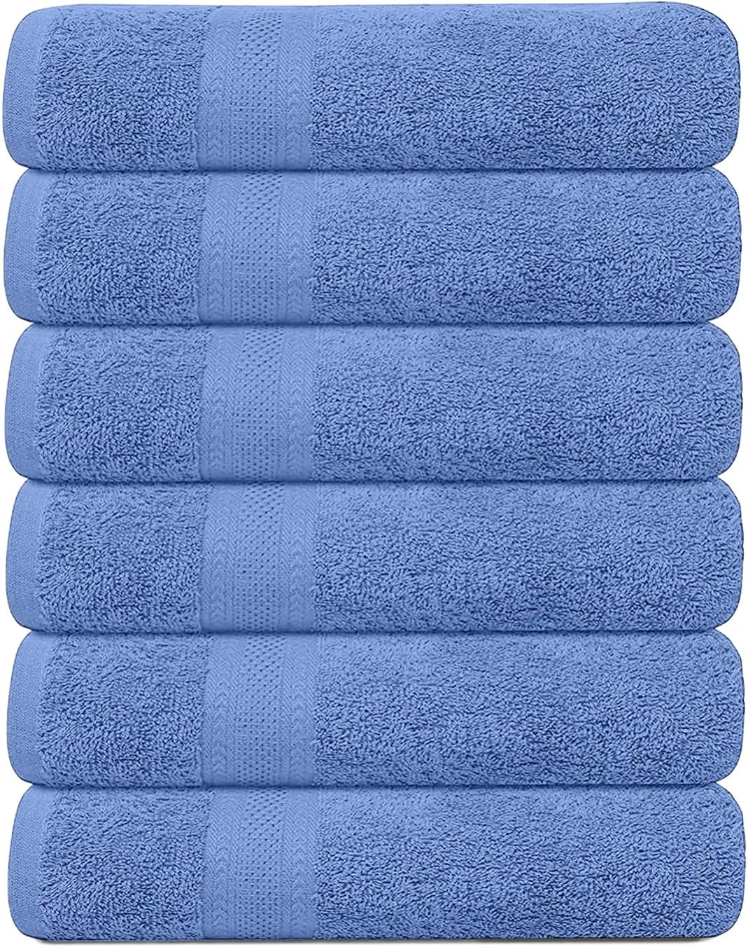 Pack of 6 Bath Towels Set 27 x 54 Inches, 100% Cotton, Larger & Lighter Weight, Quicker to Dry, Super Soft and Absorbent, Perfect for Bathroom (Multicolor, Pack of 6 (27''x54''))