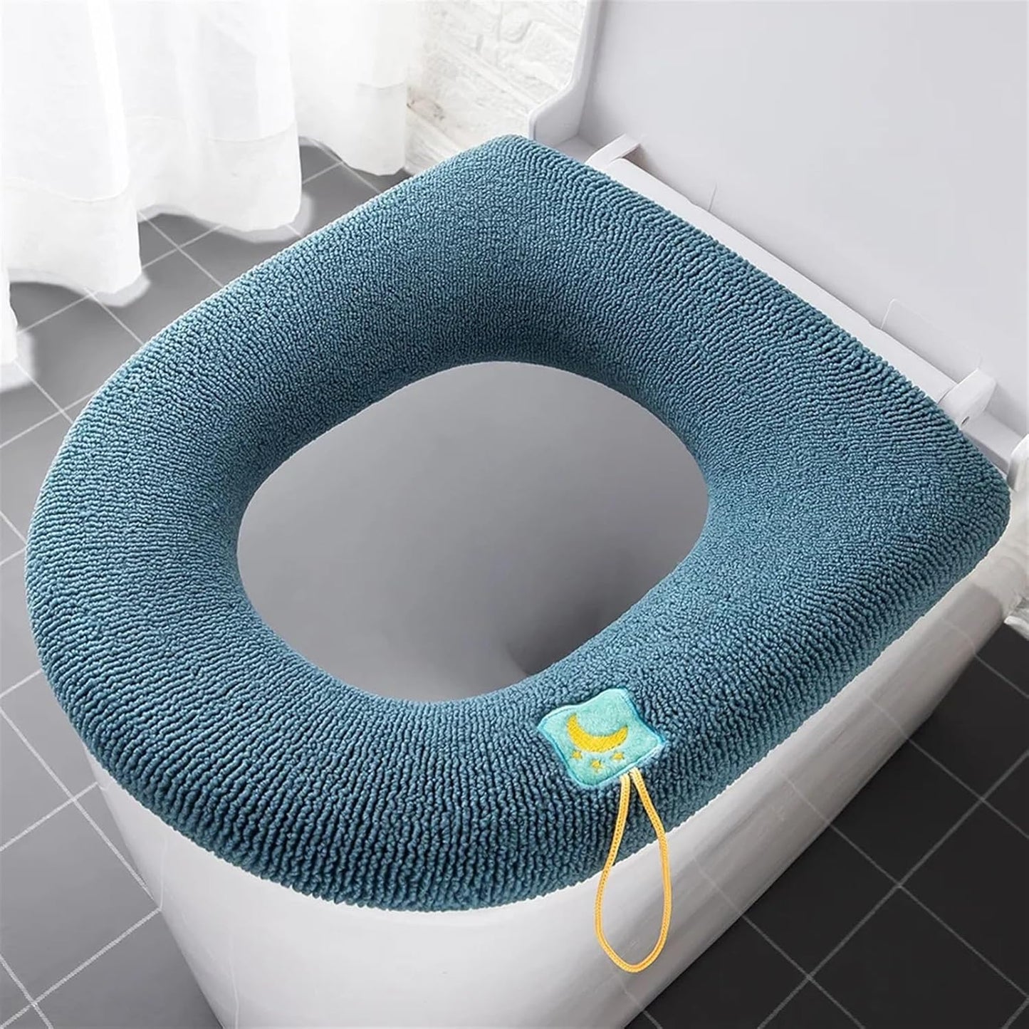 Toilet cushion,toilet seat cover set,Winter Warm Toilet Seat Cover Mat Bathroom Toilet Pad Cushion with Handle Thicker Soft Washable Closestool Warmer Accessories(Gray)