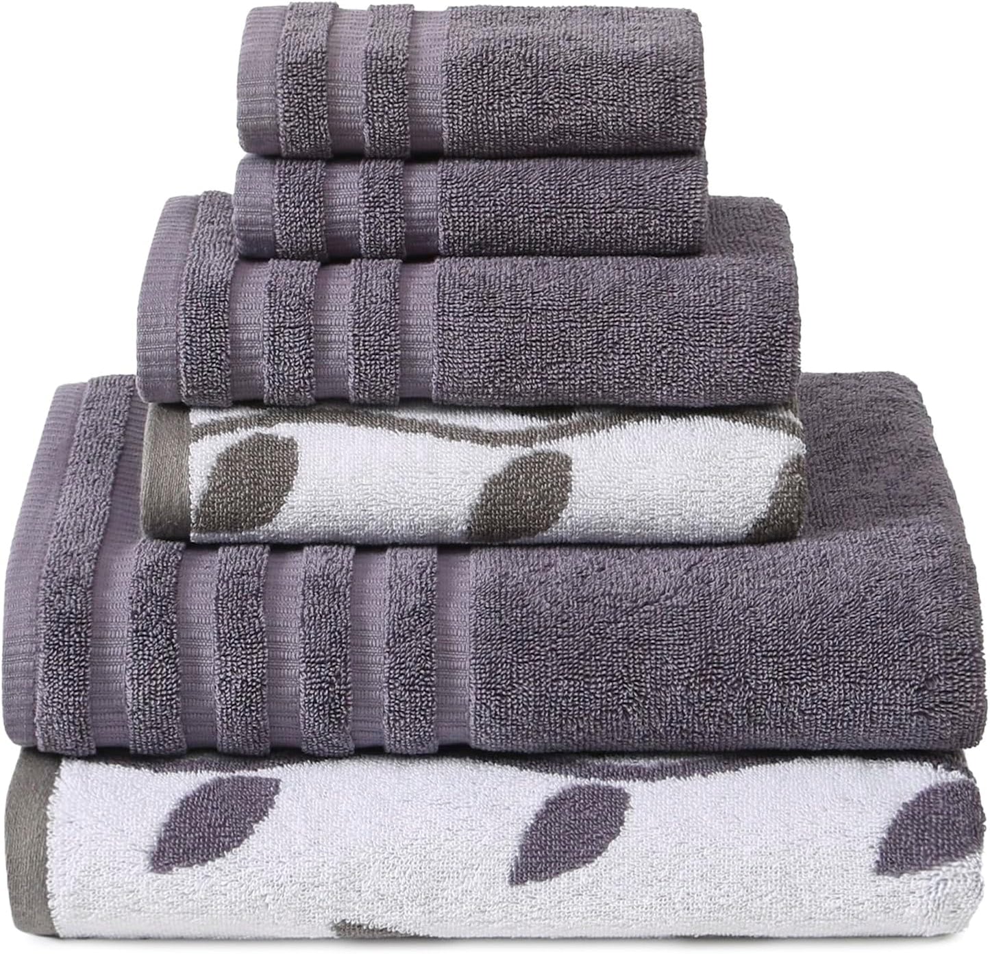 Modern Threads Organic Vines 6-Piece 100% Cotton Towel Set – Yarn Dyed Jacquard & Solid – Includes 2 Bath Towels, 2 Hand Towels, 2 Washcloths – Absorbent, Quick Dry, Soft & Durable – Aqua