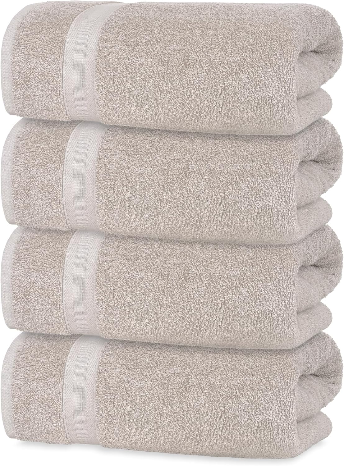 Quick-Dry, Soft & High Absorbent Bath Towels 27"x54" Cotton Turkish Bath Towel Set of 4 | Daily Use 100% Cotton Towels for Bathroom, Gym & More | Bathroom Towels Set (4 Pcs, White)