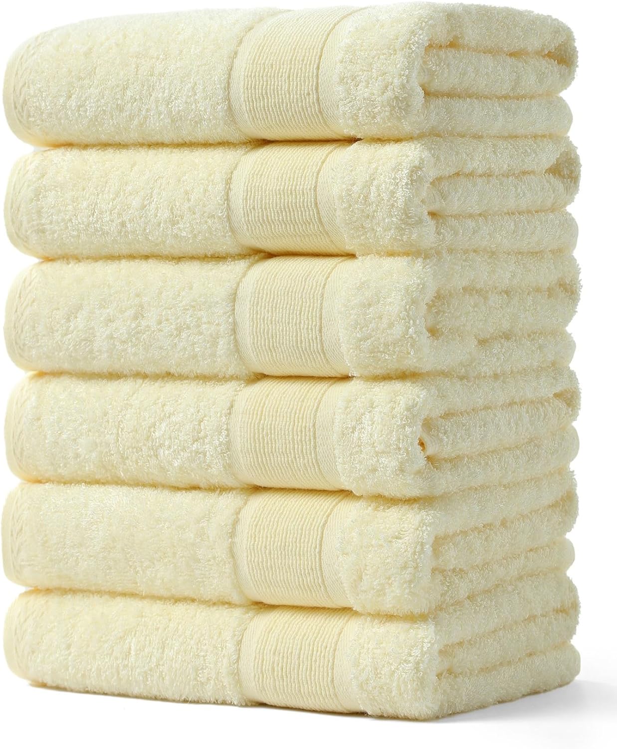 Aibaser Bath Towels, 27x54inch - Natural, Ultra Absorbent Towels for Bathroom, Travel, Gym, Shower and Spa (6 Piece Set)