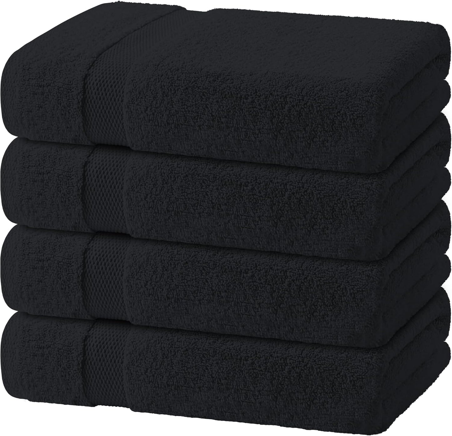 Wealuxe White Bath Towels Set of 4 — 27 x 54 Inch, 100% Ring Spun Cotton 650GSM, Extra Absorbent, Soft White Towels for Bathroom, Shower, Hotel, Spa