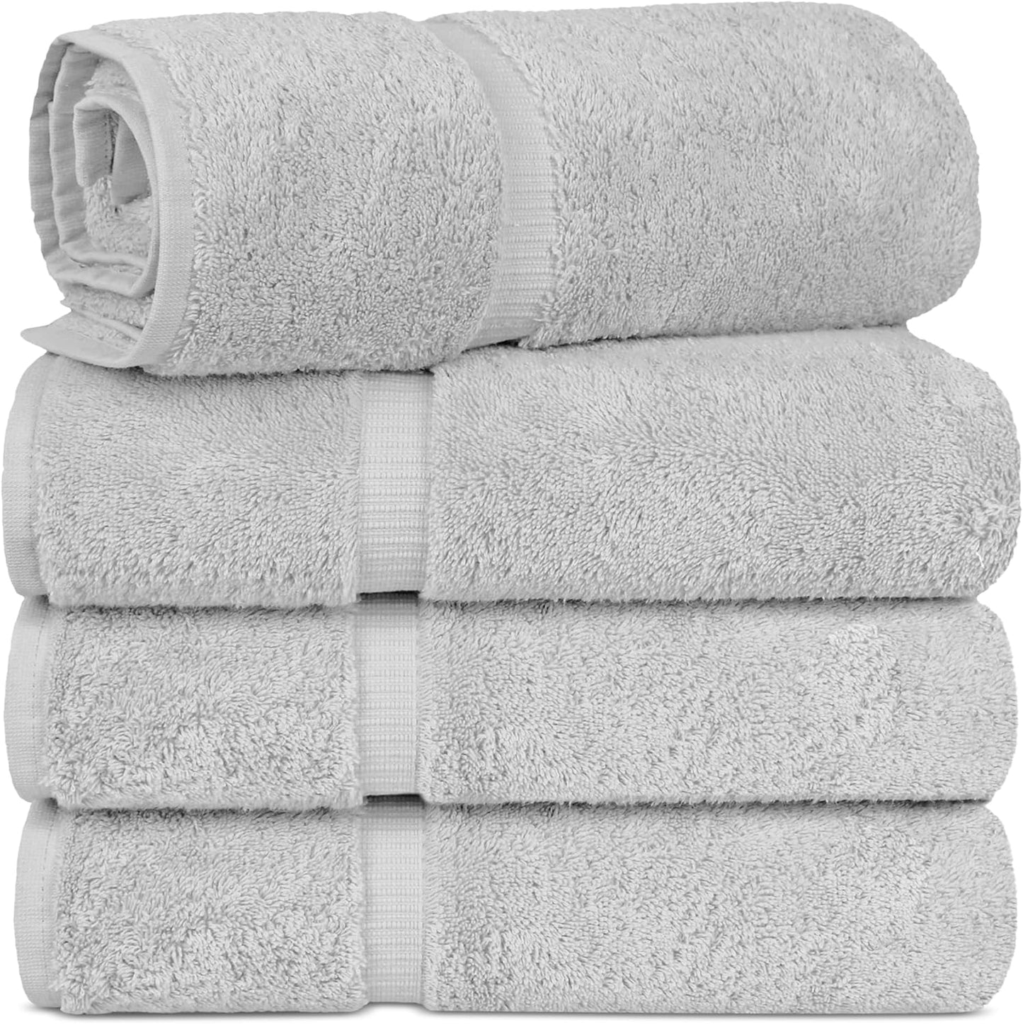 Chakir Turkish Linens | Hotel & Spa Quality 100% Cotton Premium Turkish Towels | Soft & Absorbent (4-Piece Bath Towels, Gray)