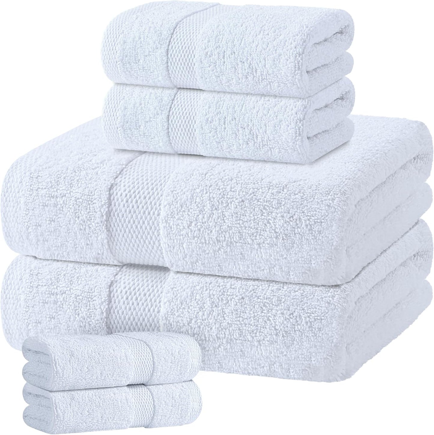 Wealuxe White Bath Towels Set of 4 — 27 x 54 Inch, 100% Ring Spun Cotton 650GSM, Extra Absorbent, Soft White Towels for Bathroom, Shower, Hotel, Spa