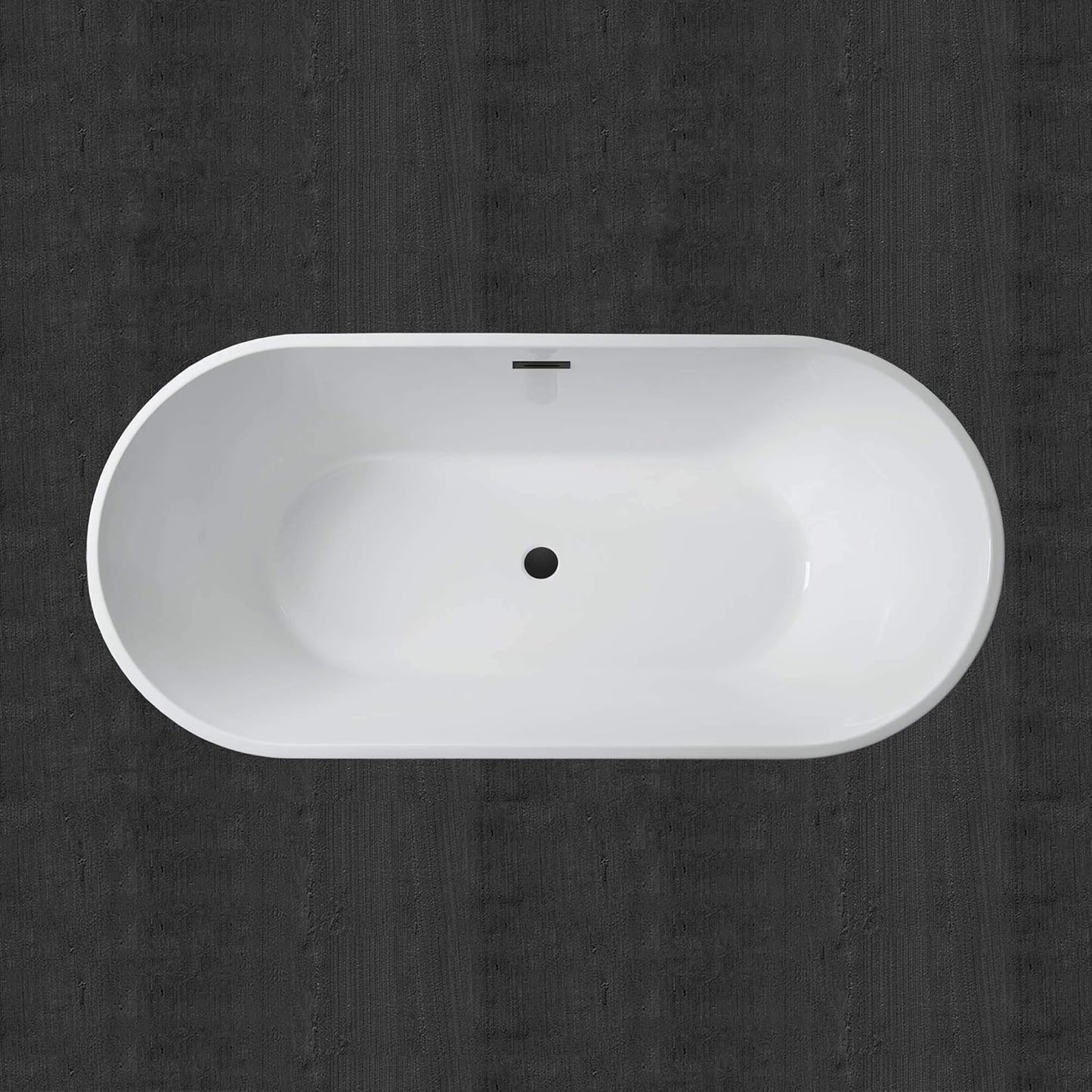 WOODBRIDGE 67" Acrylic Freestanding Bathtub Contemporary Soaking Tub, White Acrylic (Matte Black Drain/Overflow), B0013-MB-Drain &O