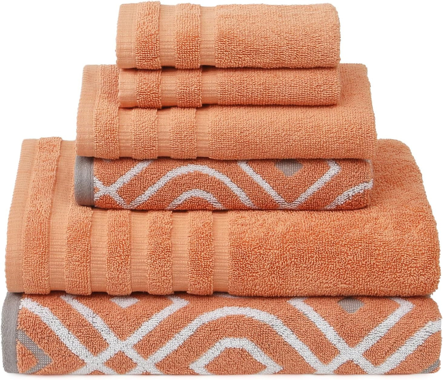 Modern Threads Organic Vines 6-Piece 100% Cotton Towel Set – Yarn Dyed Jacquard & Solid – Includes 2 Bath Towels, 2 Hand Towels, 2 Washcloths – Absorbent, Quick Dry, Soft & Durable – Aqua