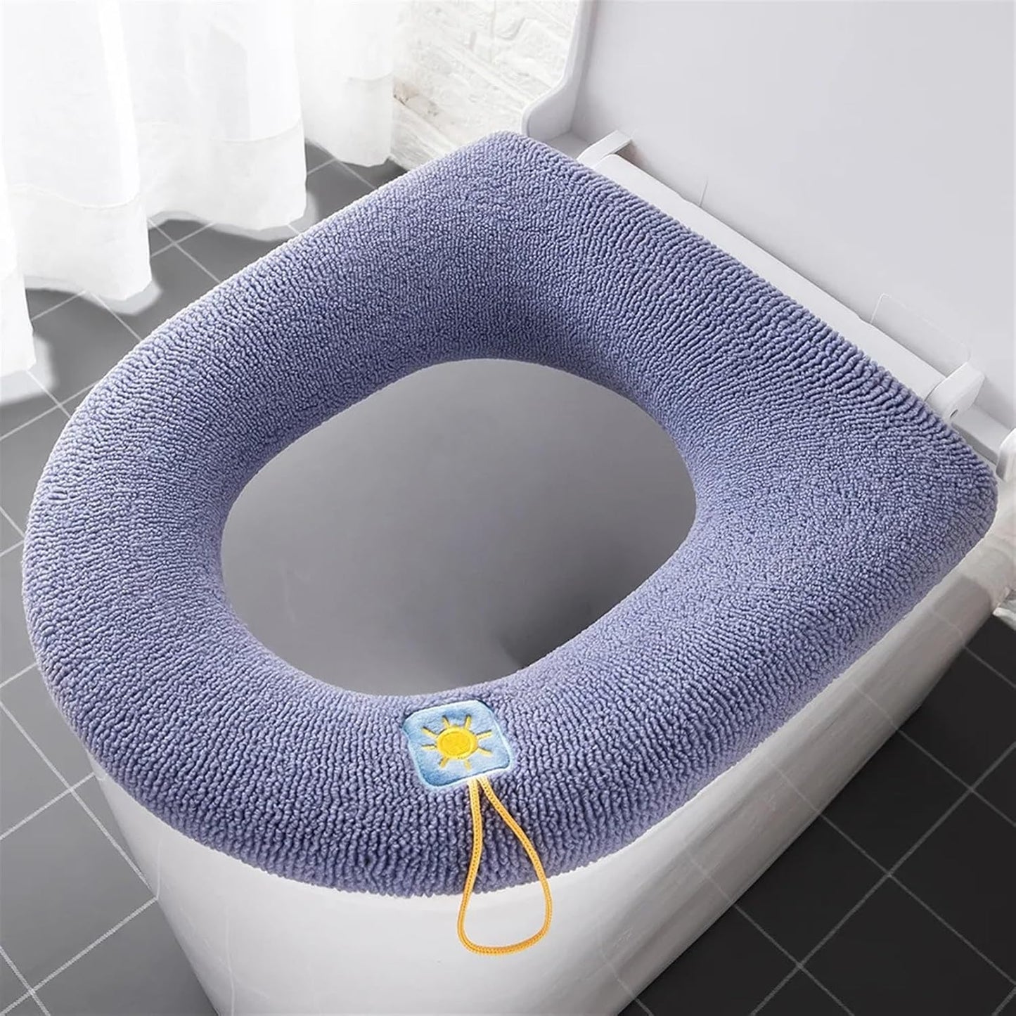 Toilet cushion,toilet seat cover set,Winter Warm Toilet Seat Cover Mat Bathroom Toilet Pad Cushion with Handle Thicker Soft Washable Closestool Warmer Accessories(Gray)
