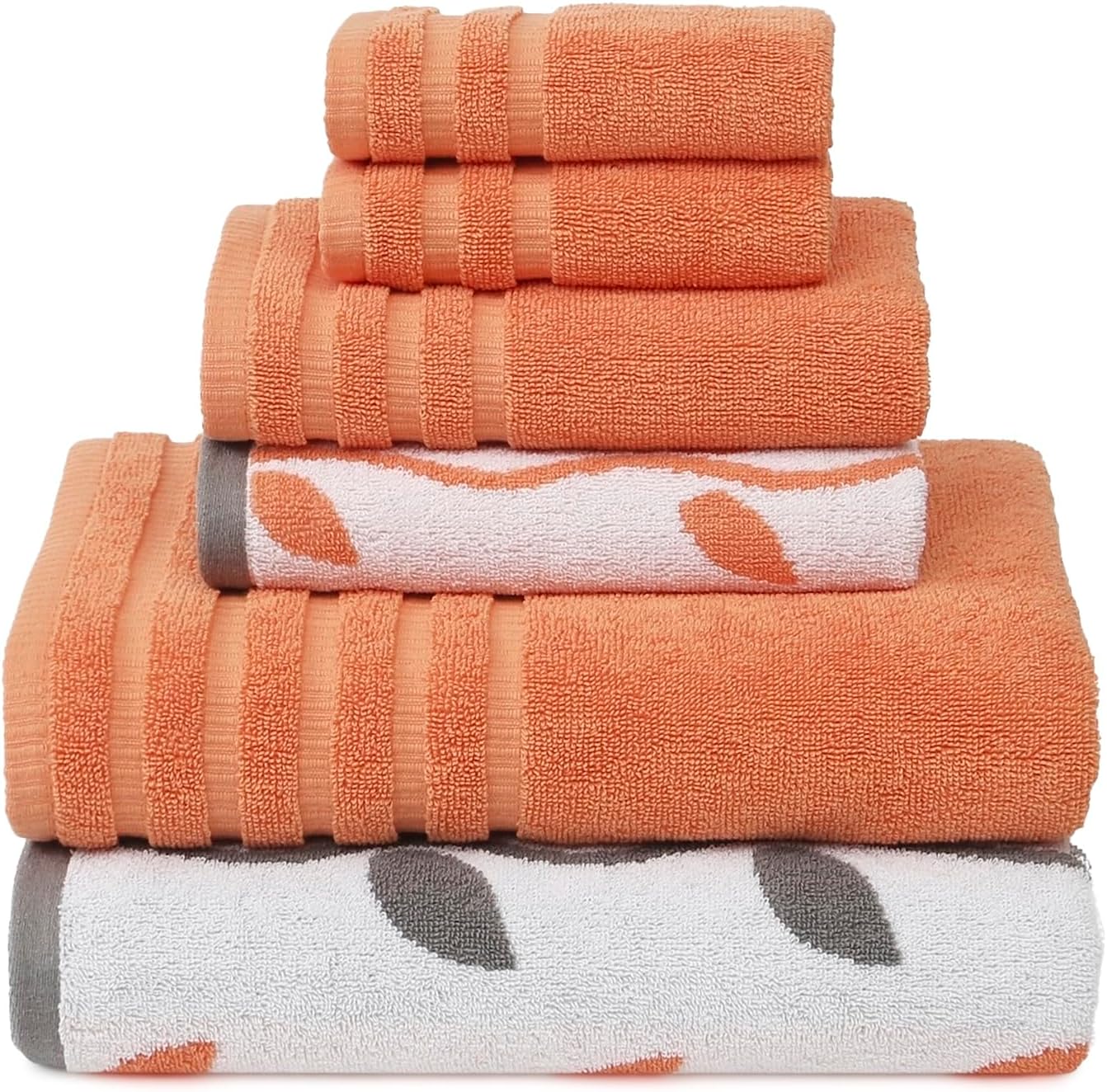Modern Threads Organic Vines 6-Piece 100% Cotton Towel Set – Yarn Dyed Jacquard & Solid – Includes 2 Bath Towels, 2 Hand Towels, 2 Washcloths – Absorbent, Quick Dry, Soft & Durable – Aqua
