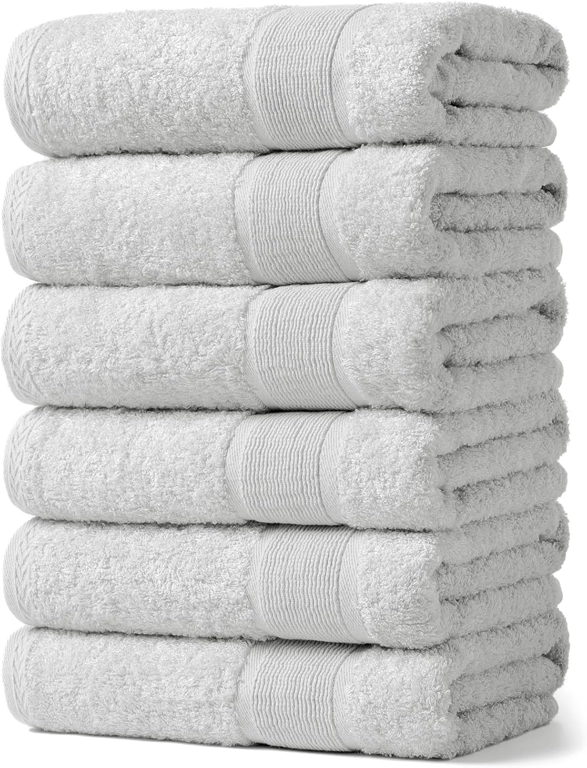 Aibaser Bath Towels, 27x54inch - Natural, Ultra Absorbent Towels for Bathroom, Travel, Gym, Shower and Spa (6 Piece Set)
